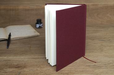 Elegant notebook, wine-red linen, thread-sewn, unlined